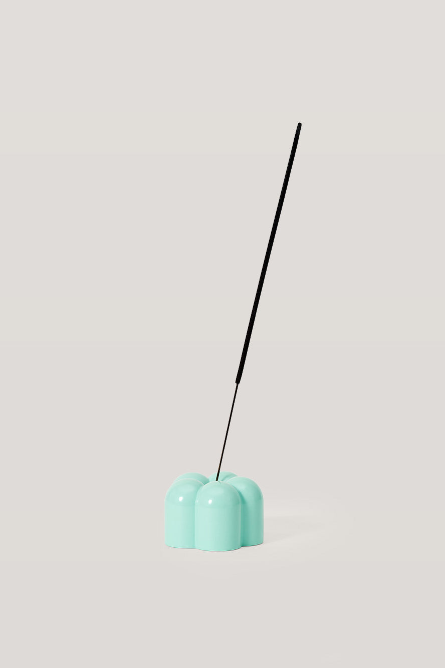 Poppy Candle & Incense Holder · Mint Blue