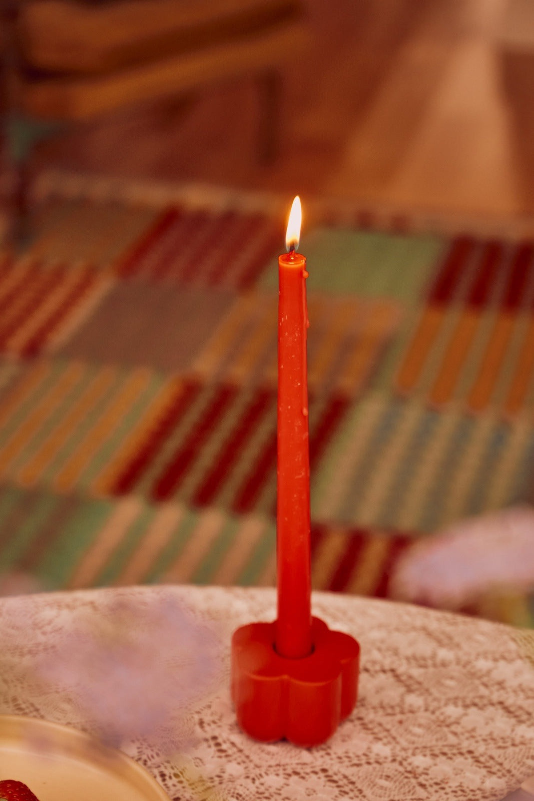 Poppy Candle & Incense Holder · Orange Red