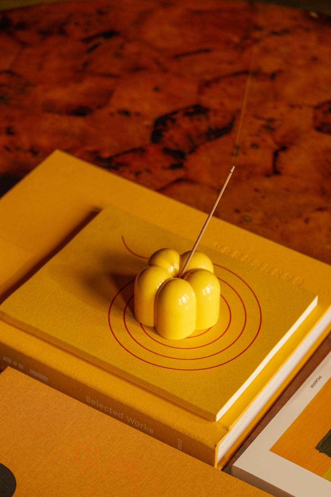 Poppy Candle & Incense Holder · Yellow