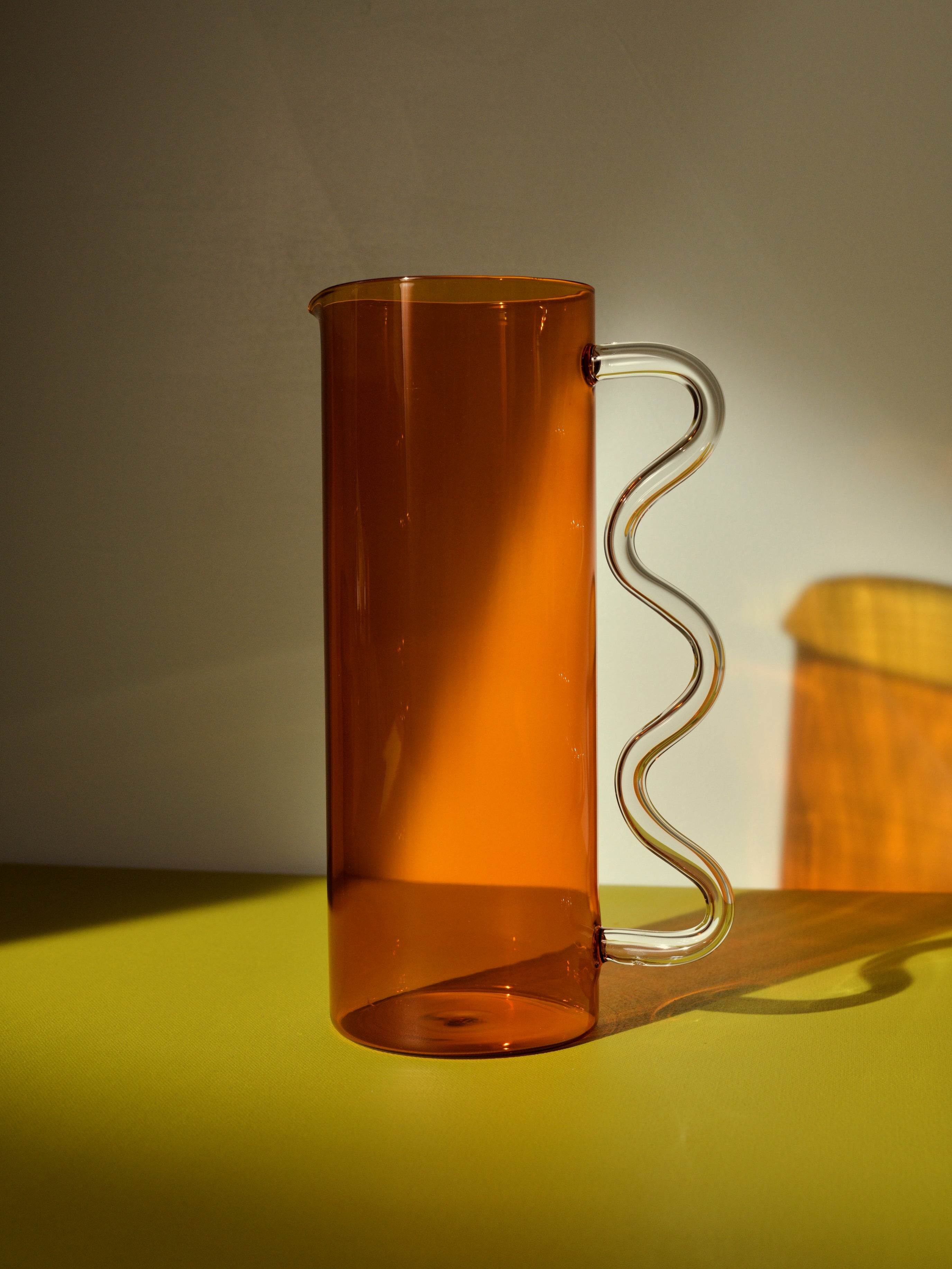 Wave Pitcher · Amber + Clear